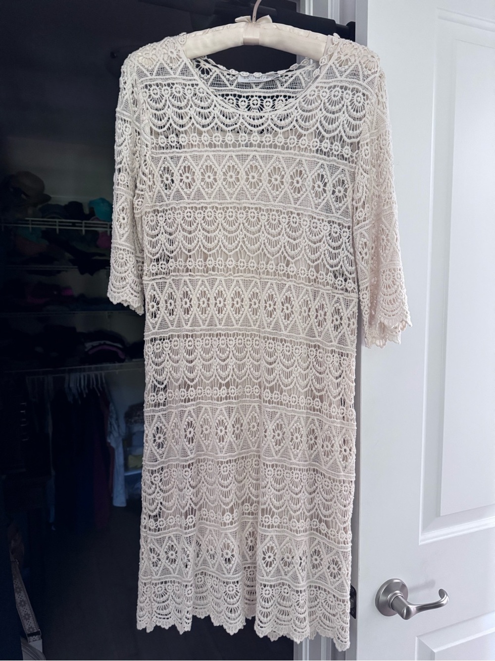 Cream Crochet Lace Shift Dress